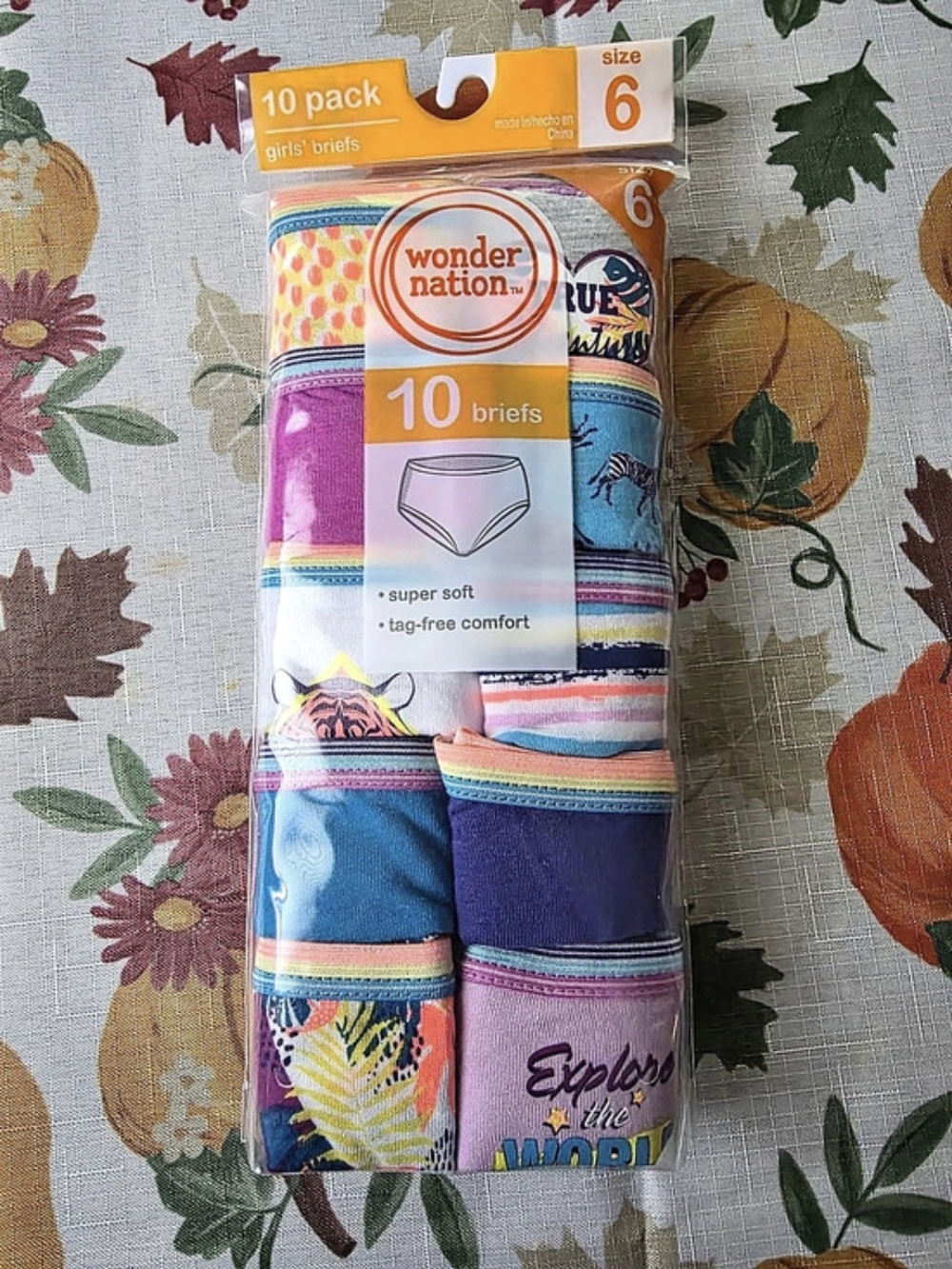 Wonder Nation Girls Cotton Brief Underwear 10-Pack Size 6